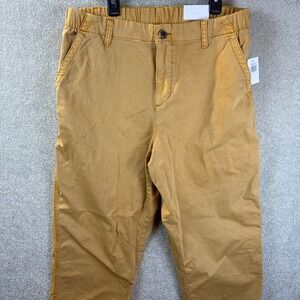 Old Navy Utility Chino Pants Women's Large (32x27) Khaki Tan Elastic Waist NEW